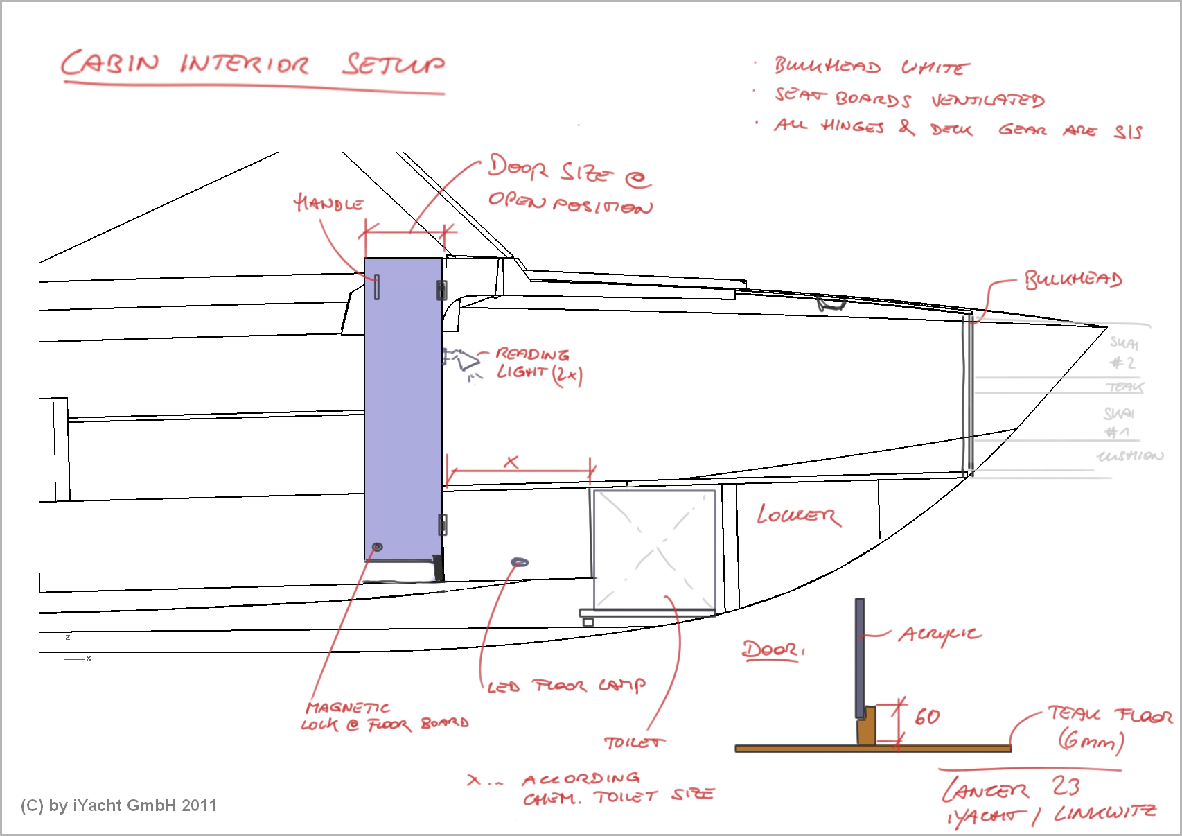 Refit & restoration of a boat - drawing